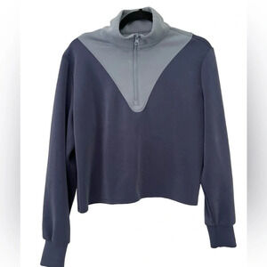 Sincerely Jules Blue Color Block Athletic Quarter Zip Pullover Women's size L